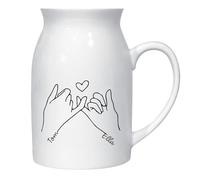 Personalised Couples Hands Ceramic Jug Vase - Custom Romantic Keepsake, Valentine’s Day Gift, 9th Wedding Anniversary (Pottery), Engagement or Newlywed Present