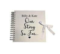 Personalised Couples Scrapbook, Our Story So Far Anniversary Memory Book, Valentine's Day Gift, Photo Album Scrapbook (8 inch, White)
