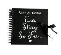 Personalised Couples Scrapbook, Our Story So Far Anniversary Memory Book, Valentine's Day Gift, Photo Album Scrapbook (12 inch, Black)
