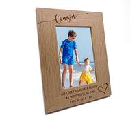 Personalised Cousin Love Heart Engraved Portrait Photo Frame Gift (4 x 6 Inch)