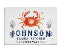 Personalised Crab Chopping Board Seaside Glass Worktop Saver Cutting Kitchen Surface Protector Beach House - 30 x 40cm Holiday Home Birthday Gift Homewarming Decor KCH74