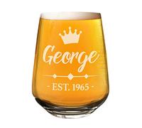 Personalised Craft Beer Wine Gin Tumbler Glass Crown Est Date Any Name Cider 2/3 Pint Custom Birthday Dad Grandad Father's Day