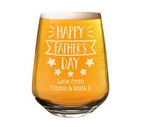 Personalised Craft Beer Wine Gin Tumbler Glass Happy Fathers Day Stars Any Name Cider 2/3 Pint Custom Birthday Dad Grandad Father's Day