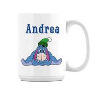 Personalised Crazy Cutest Donkey with Santa Cap Cartoon Animal Birthday/Christmas Coffee Tea Mug C Handle Unique Ceramic Cup Mug. (15 oz)