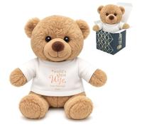 Personalised Cream Teddy Bear with World's Best Wife Design, Gift Boxed, Personalise with Any Message for Valentines, Anniversaries