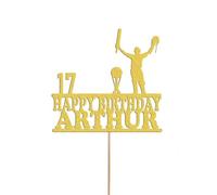 Personalised Cricket Cake Topper Perfect for Celebrating Your Love of the Sport Customisable with Any Name and Age! | Personalised Cake Topper with Custom Name & Age | Birthday Party Decoration | Gold