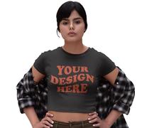 Personalised Crop Tops, Custom Print Your Own Design, Text or Image, Women's Fashion Black