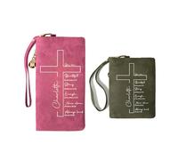Personalised Cross Bible Wallet for Women, Custom PU Leather Tri-Fold Purse, Religious Gift for Christian, Mum, Grandma