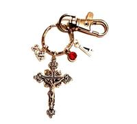 Personalised Crucifix Keychain with Initial & Birthstone, Christian Cross Keyring, Easter Gift Keychain, Jesus Christ Bag Charm, Catholic