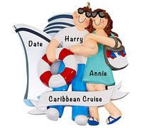 Personalised Cruise Ship Ornament 2025 - Fast & Free 24h Customisation - Couple Christmas Ornaments for Tree - Custom Gift Wrapped Travel Vacation Keepsake for Honeymooners, Travelers, Holidaymakers