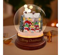 Personalised Crystal Ball with Snowman Ornament with LED Light, Last Names, Crystal Ball, Home Decoration, Gift for Kids, Grandma, Mom