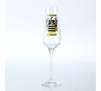 Personalised Crystal Champagne Flutes - Heraldic Surname Design - Contemporary Wave - Gift Boxed Sets of 1, 2, 4 or 6 (6)