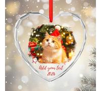 Personalised Crystal Christmas Bauble 2025 with Photo, Custom Christmas Ornament for Christmas Tree Decor, Customised Xmas Tree Decor Gift for Family, Couples, Baby’s First Xmas, Pets (Heart-4)