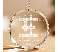 Personalised Crystal Crossword Name Bauble - Custom 3D Engraved Family Name Puzzle with Text, Bespoke Gifts for Family & Couples, Christmas Tree Decoration