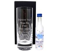 Personalised Crystal Highball & Miniature Vodka (Grey Goose Original Vodka, Cardboard Gift Box)