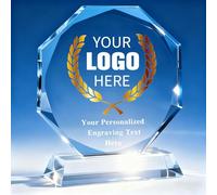Personalised Crystal Trophy, Custom Engraved with Logo, Photo, Text, Customizable Glass Trophies Plaques for Awards, Retirement & Corporate Employee Recognition, Creative Memorial Gift (Octagonal)