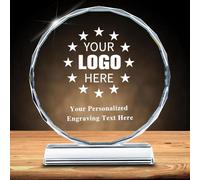 Personalised Crystal Trophy, Custom Engraved with Logo, Photo, Text, Customizable Glass Trophies Plaques for Awards, Retirement & Corporate Employee Recognition, Creative Memorial Gift (Sunflower)