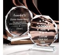Personalised Crystal Trophy | Engraved Logo, Photo & Text, 8-20 Cm | Personalised Awards For Corporate Events, Sports, Employee Recognition, Retirement, Bulk Purchase Available