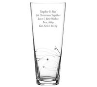 Personalised Crystal Vase, Diamante Conical Glass Vase, 30cm Tall, Spiral Cut Design, Handfinished With Sparkling Crystals, Engraved Custom Text, Gift Boxed