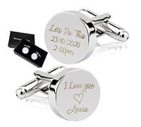 Personalised Cufflinks for Men Engraved Cufflinks for Him Custom Gifts for Usher Dad Boyfriend Husband Best Man Groomsman at Anniversary Wedding Engagement Fathers Day with Gift Box (Love)