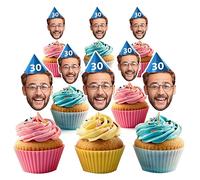 Personalised Cupcake Toppers Photo Face Faces Custom Cake Topper 30th Birthday Party Decorations 21st 25th 40th SPD30