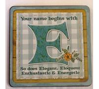 Personalised Cuppa Coasters Initial E ladies
