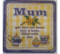 Personalised Cuppa coasters.. Mum (yellow)