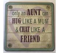 Personalised Cuppa coasters Only an Aunt Can Hug Like A Mum & Chat like a friend