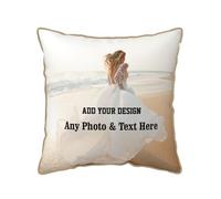 Personalised Cushion Cover 18x18 inches Soft Velvet Decorative Square Throw Pillow Case Add Any Photo & Text Custom Wedding Birthday Gifts for Mum Dad Grandma Girlfriend Children, Double Side Print