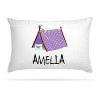 PERSONALISED Cushion Cover Pillowcase Kids Slumber Party Tent sleepover teepee Custom Gift for Girls and Boys (Purple)