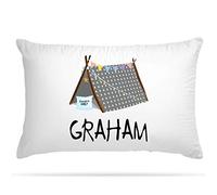 PERSONALISED Cushion Cover Pillowcase Kids Slumber Party Tent sleepover teepee Custom Gift for Girls and Boys (Black)