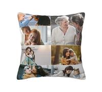 Personalised Cushion Cover with 7 Collage Pictures Print, Design Your Own Pillow Case Double Sided Print, Custom Your Photo Pillowcase with Any Word Text Home Decoration Gift for Birthday Christmas