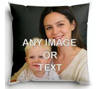 Personalised Cushion Cover with Custom Photo and Text, Soft Pillow Case for Valentine's Birthday Mother's Day Wedding, Single or Double Side Print (Image and Text)