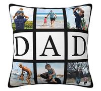 Personalised Cushion Cover with Picture Text, Custom Photo Pillow case Sofa Home Décor Custom Gift Birthday Wedding Keepsake Anniversary Christma (6 photos-DAD)