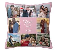 Personalised Cushion Cover with Picture Text, Custom Photo Pillow case Sofa Home Décor Custom Gift Birthday Wedding Keepsake Anniversary Christma (8 photos-text mid)