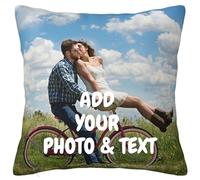 Personalised Cushion Cover with Picture Text, Custom Photo Pillow case Sofa Home Décor Custom Gift Birthday Wedding Keepsake Anniversary Christma (1 photo)