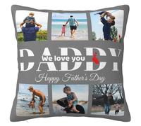 Personalised Cushion Cover with Picture Text, Custom Photo Pillow case Sofa Home Décor Gift for Dad Birthday Wedding Keepsake Anniversary