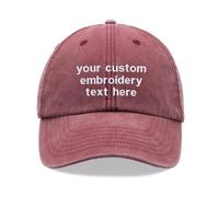 Personalised Custom Any Message Text Baseball Cap Vintage Washed Unisex Dad Hat Adjustable Embroidered Red