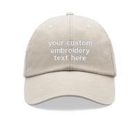 Personalised Custom Any Message Text Baseball Cap Vintage Washed Unisex Dad Hat Adjustable Embroidered Stone