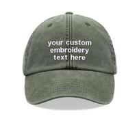 Personalised Custom Any Message Text Baseball Cap Vintage Washed Unisex Dad Hat Adjustable Embroidered Olive