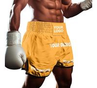 Personalised Custom Boxing Shorts Muay Thai Shorts Boxing MMA BJJ Training Fight Trunks for Men Women Kids Lightweight Anti-Tear Fabric with Adjustable Waist Orange