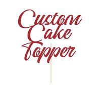 Personalised Custom Cake Decorations Wedding & Birthday Cake Toppers - 11 Colors Glitter with Any Word Any Text for Graduation, Baby Shower (Red)