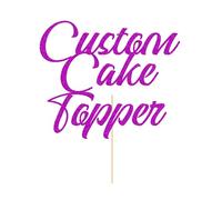 Personalised Custom Cake Decorations Wedding & Birthday Cake Toppers - 11 Colors Glitter with Any Word Any Text for Graduation, Baby Shower (Purple)
