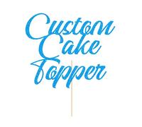 Personalised Custom Cake Decorations Wedding & Birthday Cake Toppers - 11 Colors Glitter with Any Word Any Text for Graduation, Baby Shower (Blue)