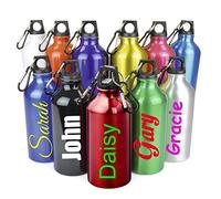 Personalised Custom Children's Metal Water Drink Bottle with Screw Top and Clip - Any Name, Word, Business, Sports, School, Promotional Merchandise