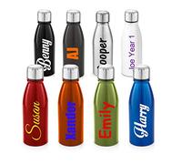 Personalised Custom Children's Metal Water Drink Bottle with Screw Top - Any Name, Word, Business, Sports, School, Promotional Merchandise