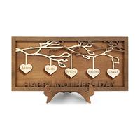Personalised Custom Christmas Wooden Family Tree Plaque with Your Kid's Names, Christmas Mother's Day Birthday Gifts for Mom, Grandma from Son, Daughter, Grandkids