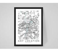 Personalised Custom City/Town Map, Any Location/Home Decor (A4 Print (210x297mm) 8.27x11.69 in)