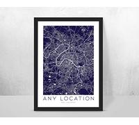 Personalised Custom City/Town Map, Any Location/Home Decor (A4 Print (210x297mm) 8.27x11.69 in)