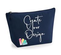 Personalised Custom Cosmetic Make Up Accessory Toiletry Bag Your Own Design Text Name - Navy - Size S